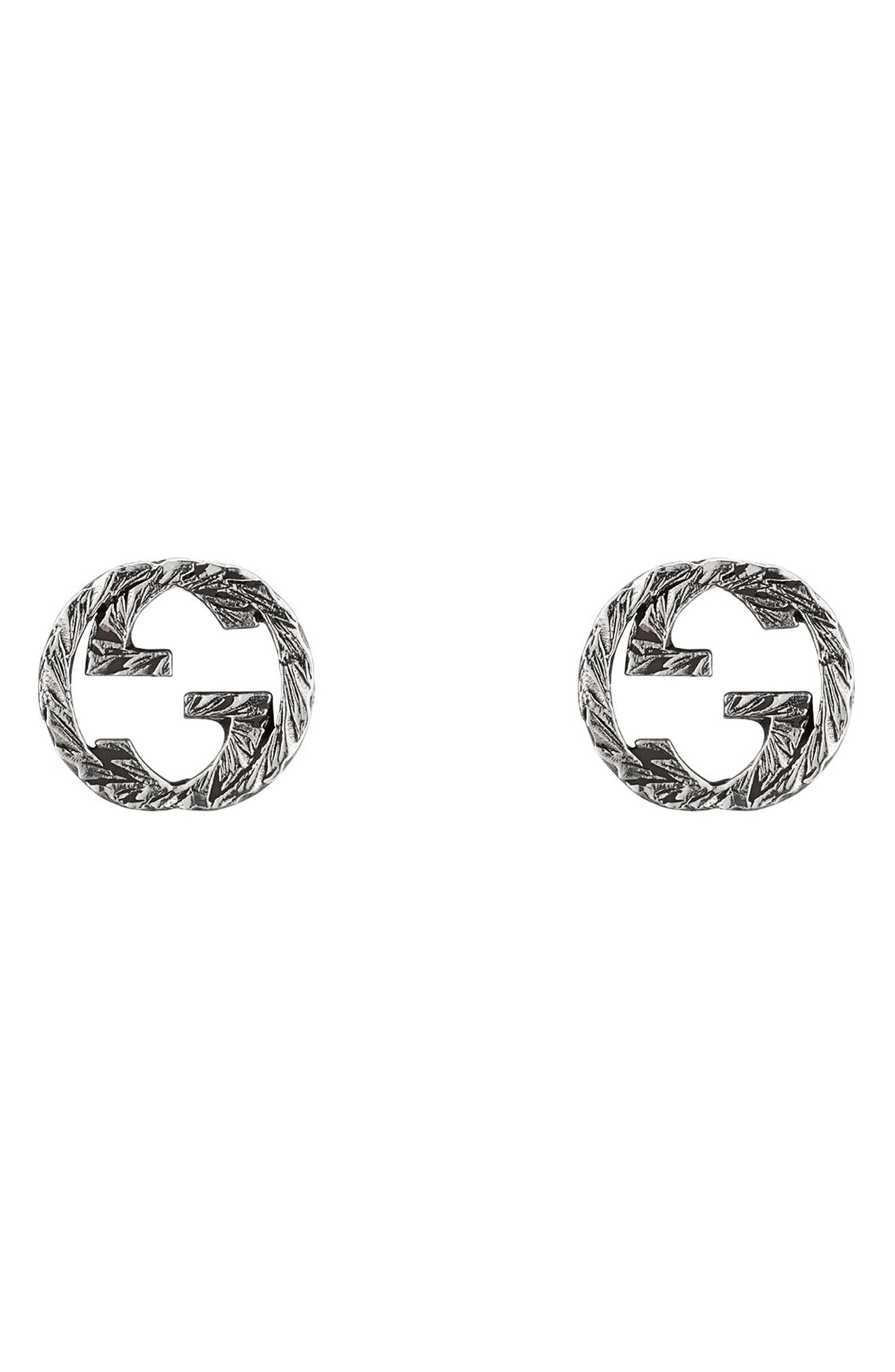 Gucci Interlocking G Silver Stud Earrings at Nordstrom