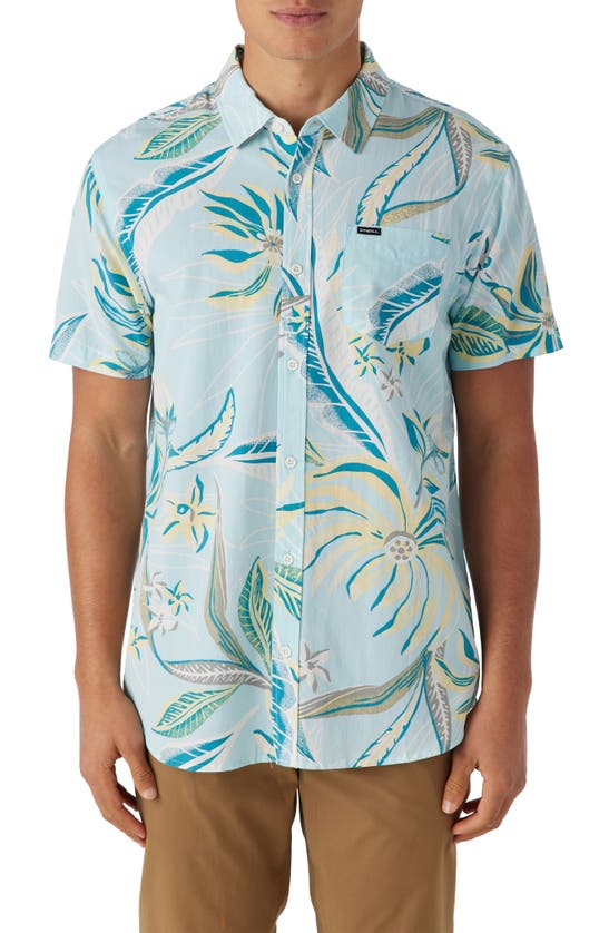 Shop O'neill Oasis Eco Modern Slim Fit Short Sleeve Button-up Shirt In Sky Blue