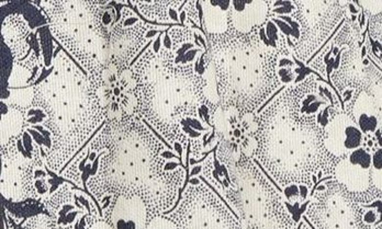 Shop Alemais Airlie Floral Cotton & Silk Button-up Shirt In Navy/ Cream