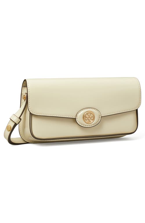 Shop Tory Burch Robinson Spazzolato Leather Shoulder Bag In Shea Butter