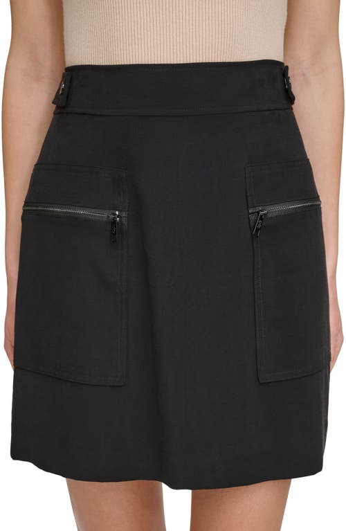 DKNY Frosted Twill Cargo Miniskirt Black at Nordstrom,