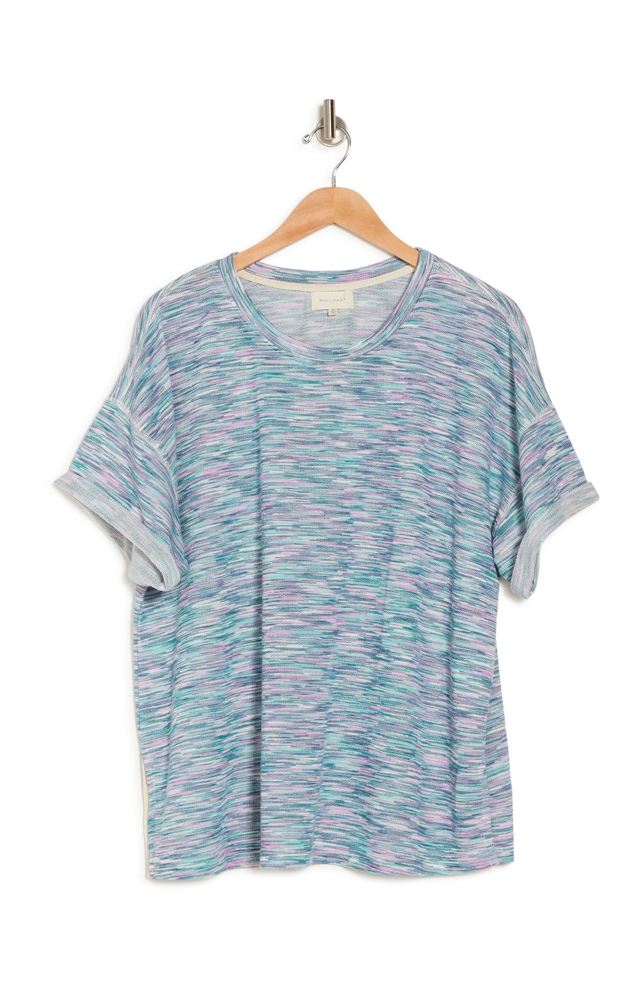 Melloday Space Dye Dolman Sleeve T-shirt In Blue Combo