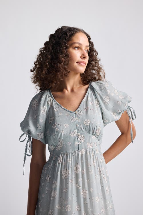 Reistor Puff Sleeve Midi Dress In Sage Green In Serene Symphony