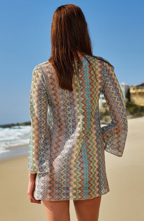 Shop Becca Rainbow Beach Knit Cover-up Tunic In Multi Beige