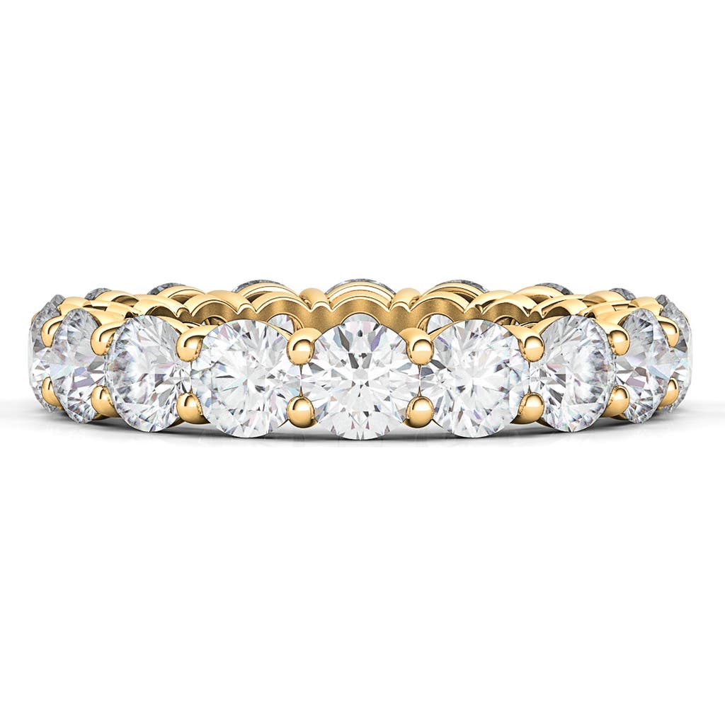Hautecarat Round Cut Lab Created Diamond 18k Gold Eternity Band Ring In Yellow Gold