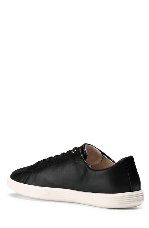 Cole Haan Grand Crosscourt Ii Leather Sneaker In Black Leather/white