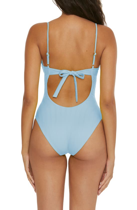 Shop Becca Prima Twist Front One-piece Swimsuit In Ice Blue