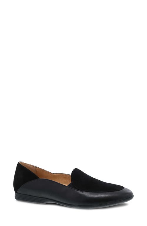 Lace Loafer in Black Glazed Leather