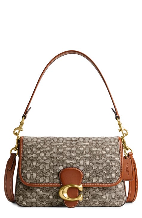 COACH Tabby Leather Shoulder Bag 26 with Signature Coated Canvas