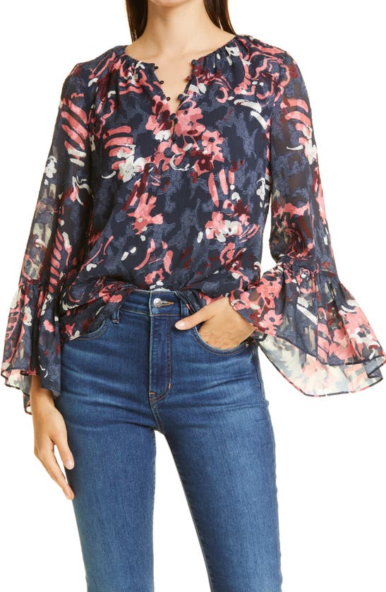 TANYA TAYLOR HARMONY PRINT BELL SLEEVE BLOUSE