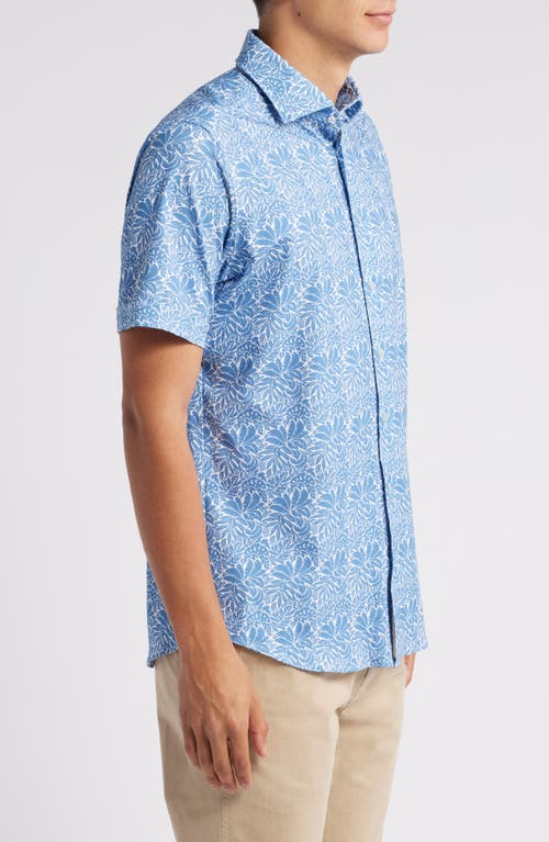 EMANUEL BERG EMANUEL BERG 4FLEX MODERN FIT LEAF PRINT SHORT SLEEVE KNIT BUTTON-UP SHIRT 