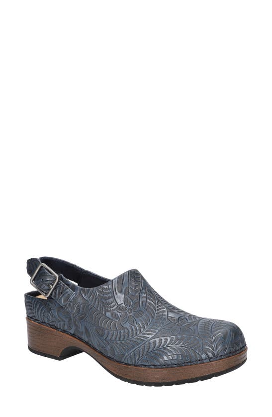 Bella Vita Starlee Womens Leather Ankle Strap Clogs In Navy Tool