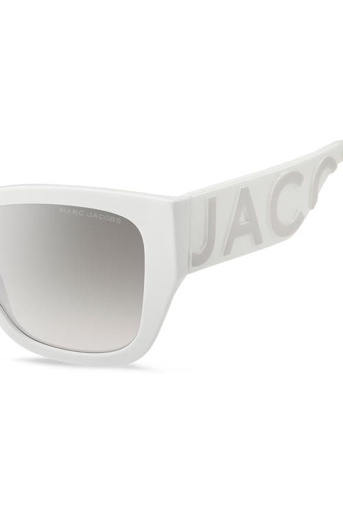 Shop Marc Jacobs 55mm Cat Eye Sunglasses In White Grey/grey Silver