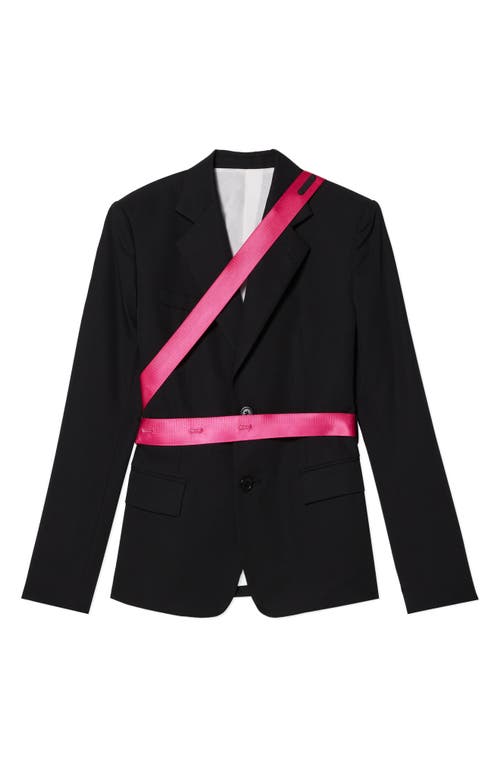 Shop Helmut Lang Seatbelt Virgin Wool Sport Coat In Black/pink