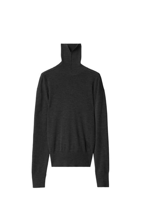 Burberry Wool Turtleneck Sweater In Mid Grey