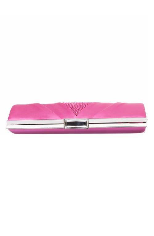 Nina Women's Pleated Stain Crystal Frame Clutch In Ultra Pink