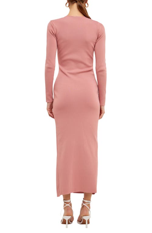 Shop Endless Rose Asymmetric Neck Long Sleeve Sweater Dress In Dusty Rose