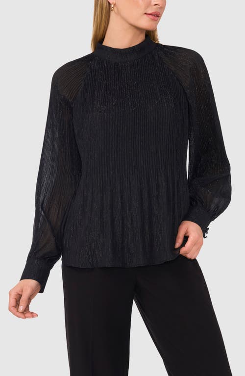 Shop Halogenr Halogen(r) Release Pleat Mock Neck Top In Rich Black Stripe