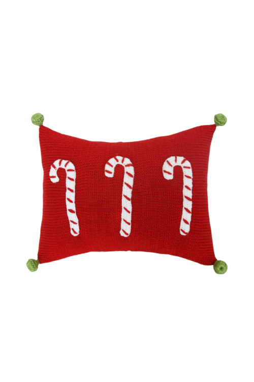 Melange Collection Candy Cane Mini Pillow, Red In Red