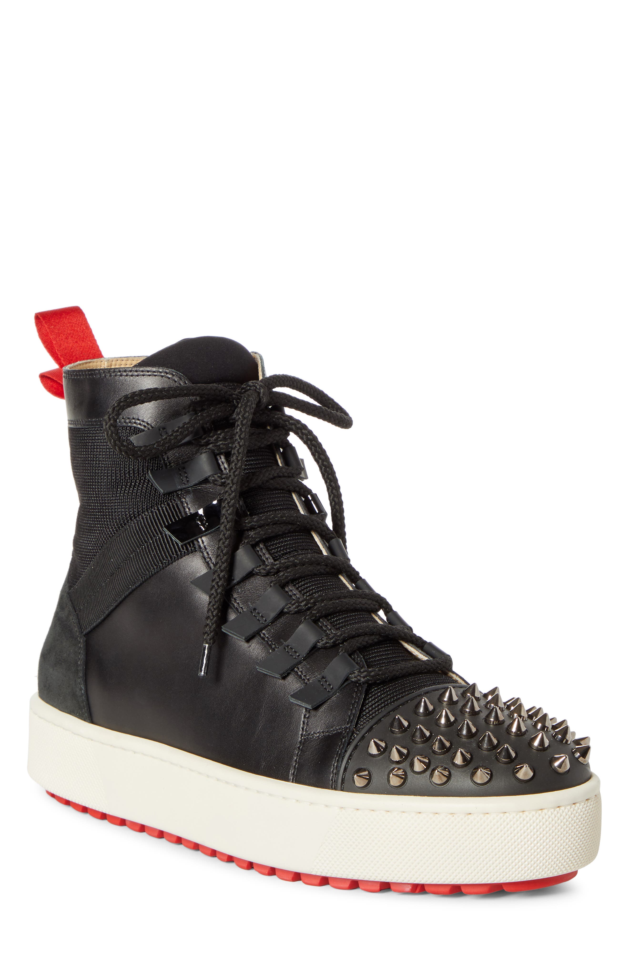 christian louboutin black spiked sneakers