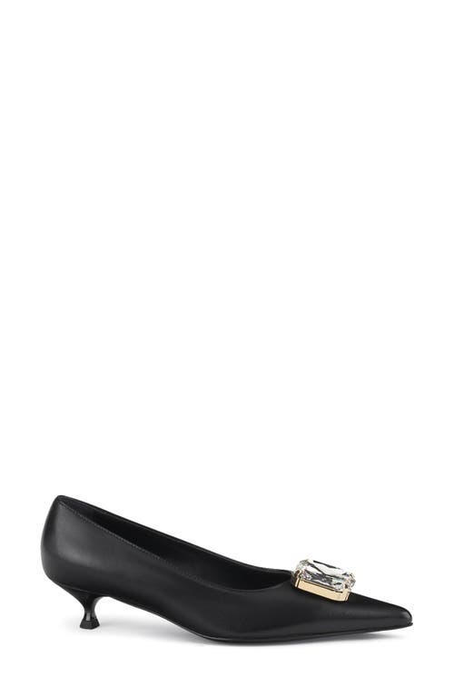 Shop Agl Attilio Giusti Leombruni Agl Lenor Crystal Pointed Toe Kitten Heel Pump In Nero-nero