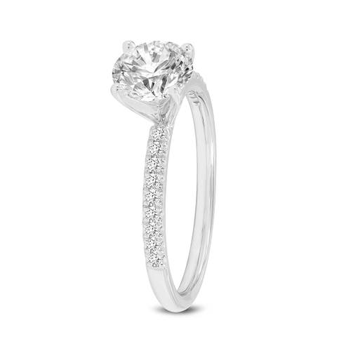 Asany Love Grown Collection 14k White Gold Round Cut Lab Grown Diamond Halo Engagement Ring In 14k White Gold