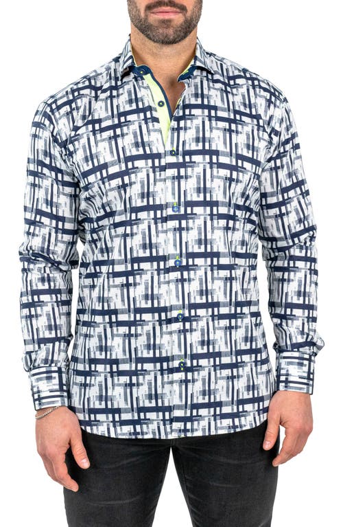 Maceoo Einstein Linear Canvas Cotton Button-up Shirt In White