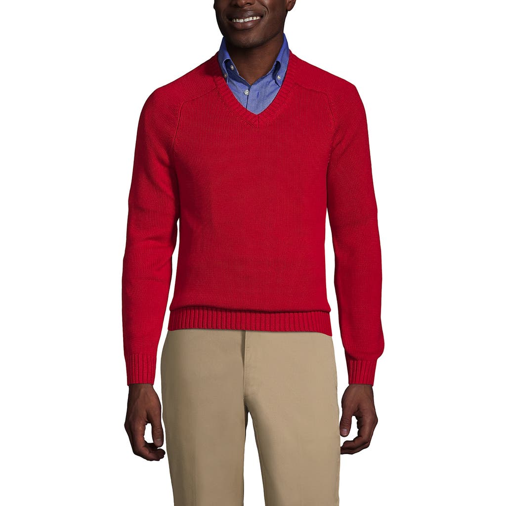 LANDS' END LANDS' END SCHOOL UNIFORM YOUNG COTTON MODAL V-NECK SWEATER