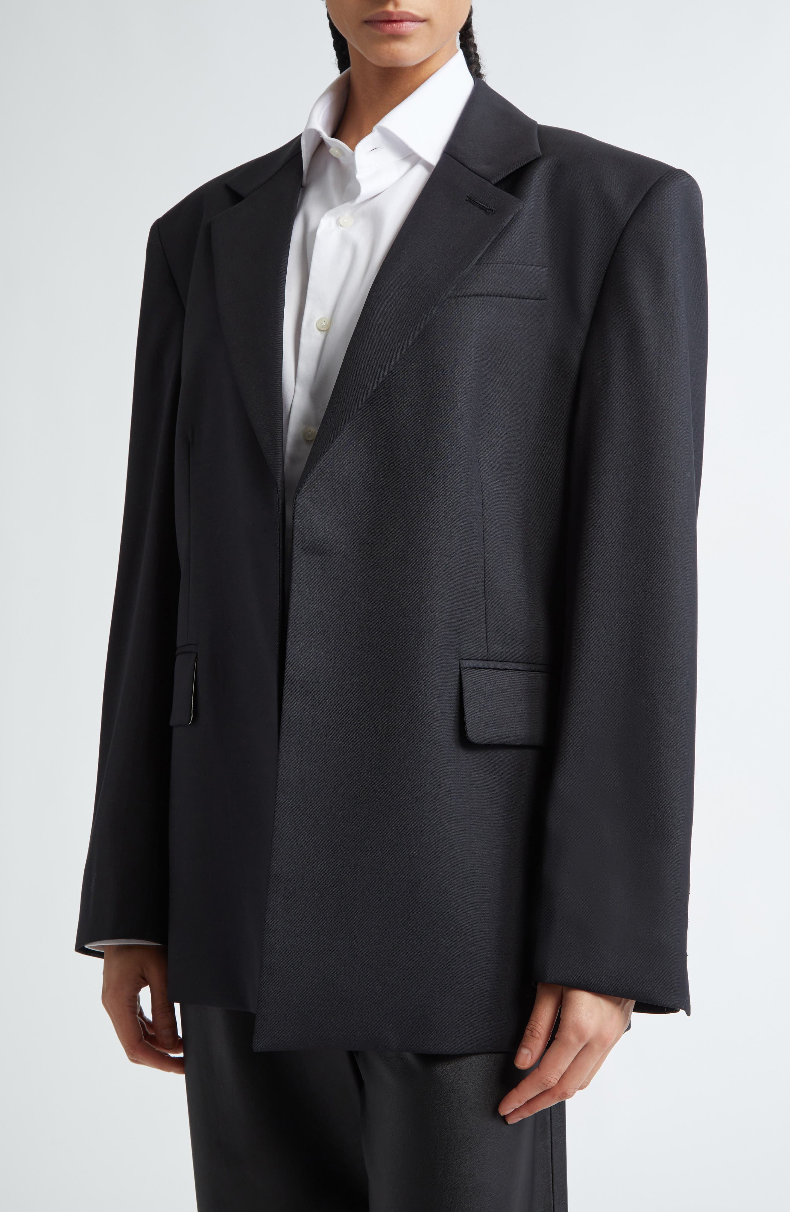 Classic Boxy Stretch Wool Blazer