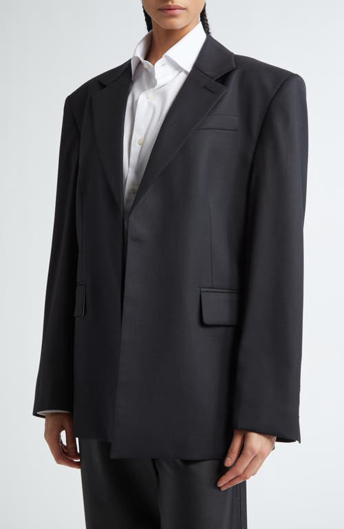 Classic Boxy Stretch Wool Blazer in Black