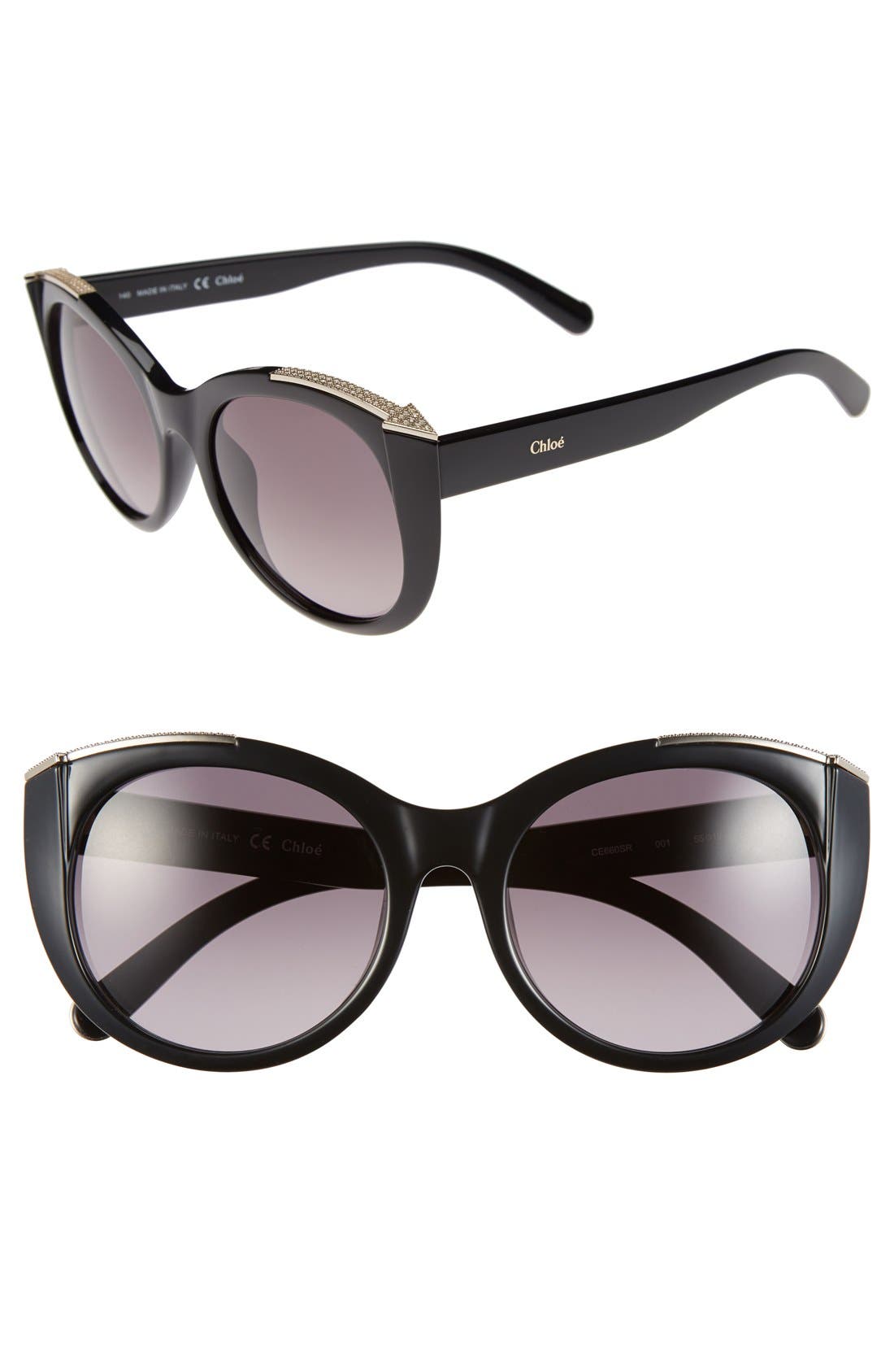 Chloé 'Dallia' 55mm Rounded Cat Eye Sunglasses Nordstrom
