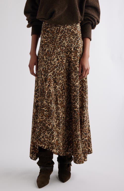 Shop Isabel Marant Sakura Leopard Print Stretch Silk Maxi Skirt