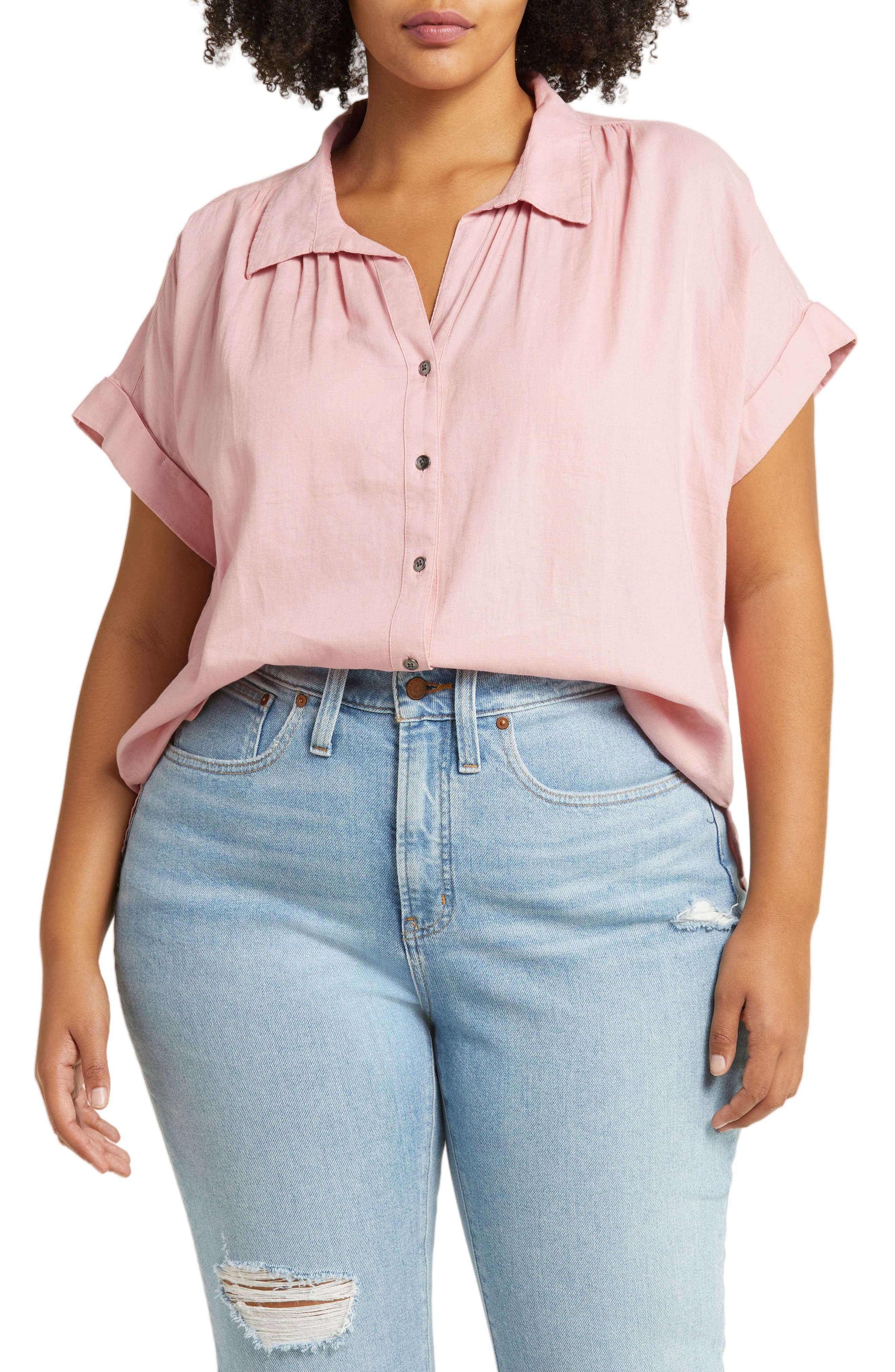 plus size pink tops for women