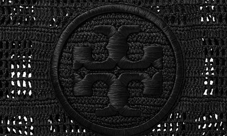 Tory Burch Ella Logo Embroidered Crochet Tote Bag In Black
