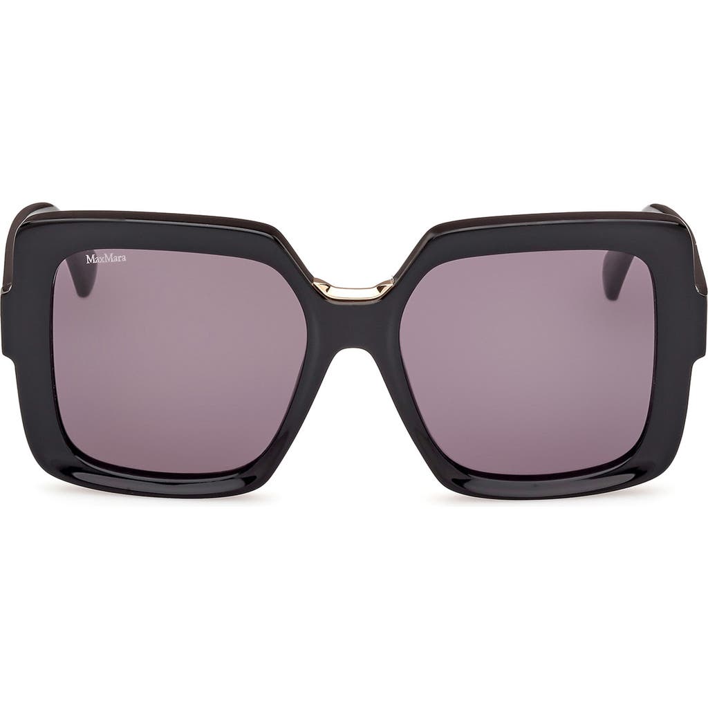 Max Mara Ernest 56mm Square Sunglasses In Shiny Black/smoke