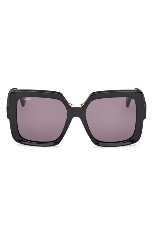 Max Mara Ernest 56mm Square Sunglasses in Shiny Black /Smoke at Nordstrom