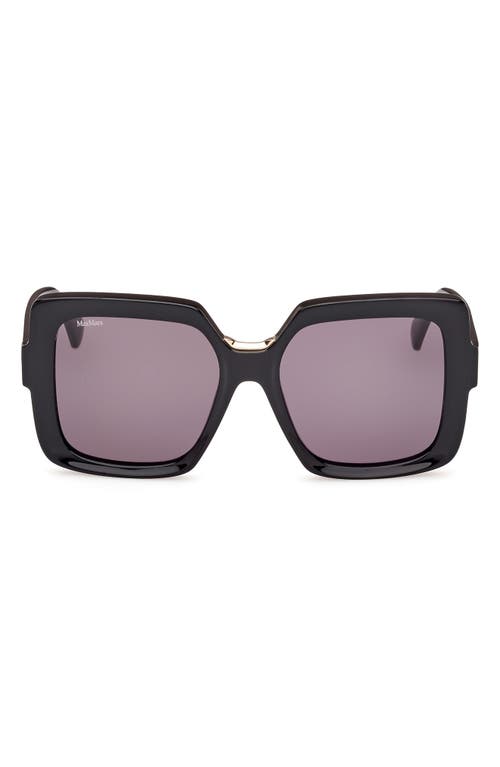 Shop Max Mara Ernest 56mm Square Sunglasses In Shiny Black/smoke