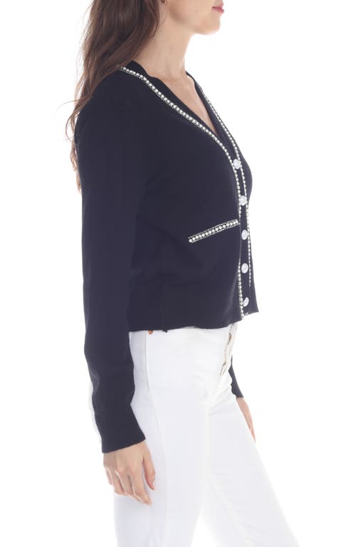 Shop Rain And Rose Faux Pearl Embellished Cardigan In Black