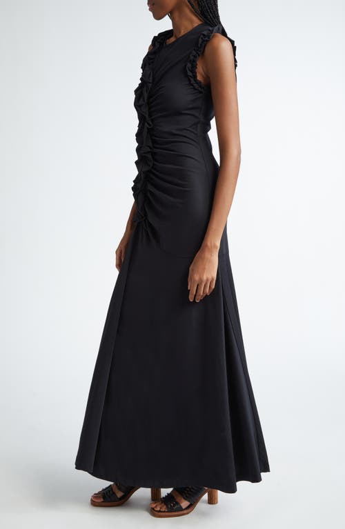 Shop Ulla Johnson Bendetta Ruffle Sleeveless Maxi Dress In Noir