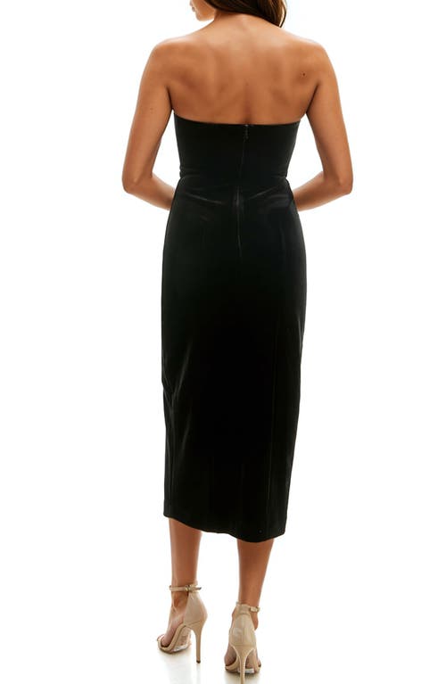 Shop Socialite Strapless Velvet Midi Dress In Black