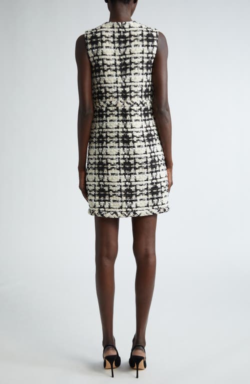 St John Eyelash Plaid Tweed Dress In Black/ecru Multi