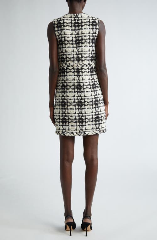 Shop St John St. John Collection Plaid Sequin Eyelash Tweed Shift Dress In Black/ecru Multi