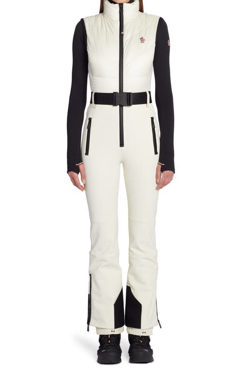 Moncler Grenoble Water Repellent Mixed Media Ski Jumpsuit in White