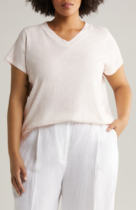 J Jill Plus Size Pants, J Jill Plus Size 4X Pima Cotton Short Sleeve V-Neck  Tee White.