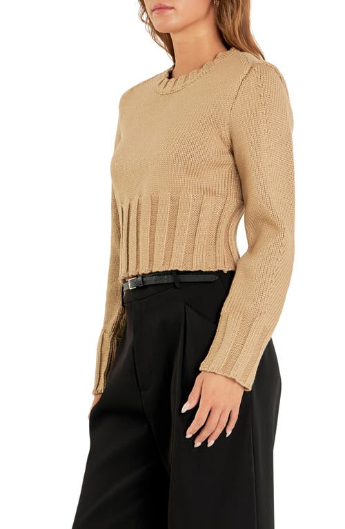 Shop English Factory Cutout Crop Sweater In Taupe