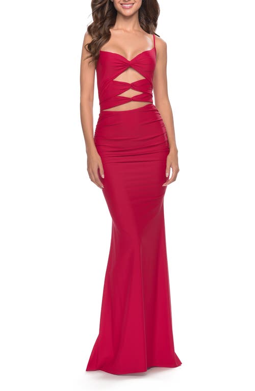 La Femme Cutout Jersey Gown Red at Nordstrom,