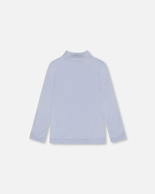 Shop Deux Par Deux Little Girl's Super Soft Brushed Mock Neck Top Light Blue In Blue Fog