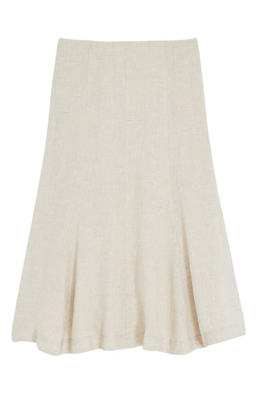 Fluted Linen Midi Skirt in Flaxseed/Graine
