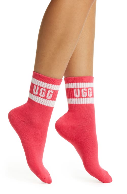 UGG(r) Dierson Logo Quarter Socks in White /Pink Glow