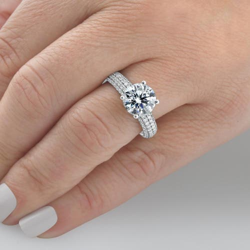 Bliss Diamond Certified 3.84ct Micro Pave Diamond Engagement Ring 14k White Gold Lab Grown In 14k White Gold